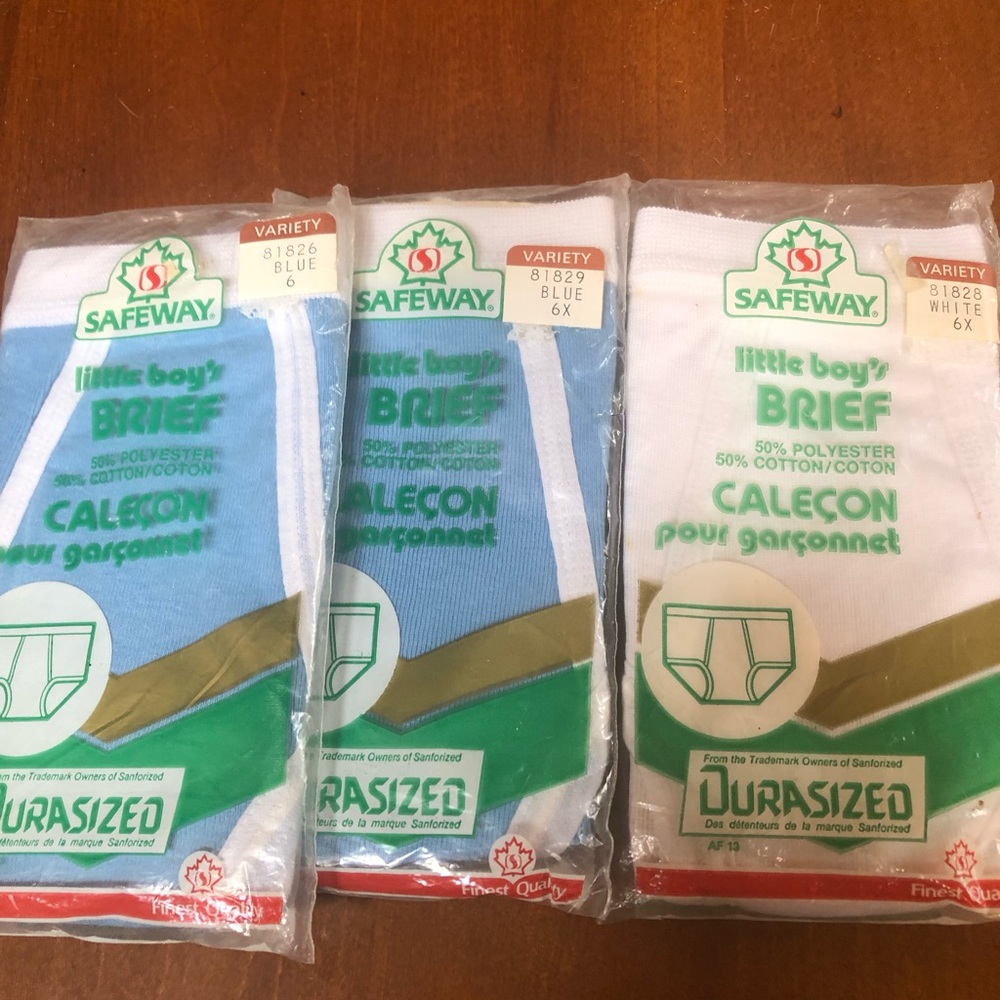 vintage Safeway brand "Durasized" little boy's briefs from 1970s or 1980s